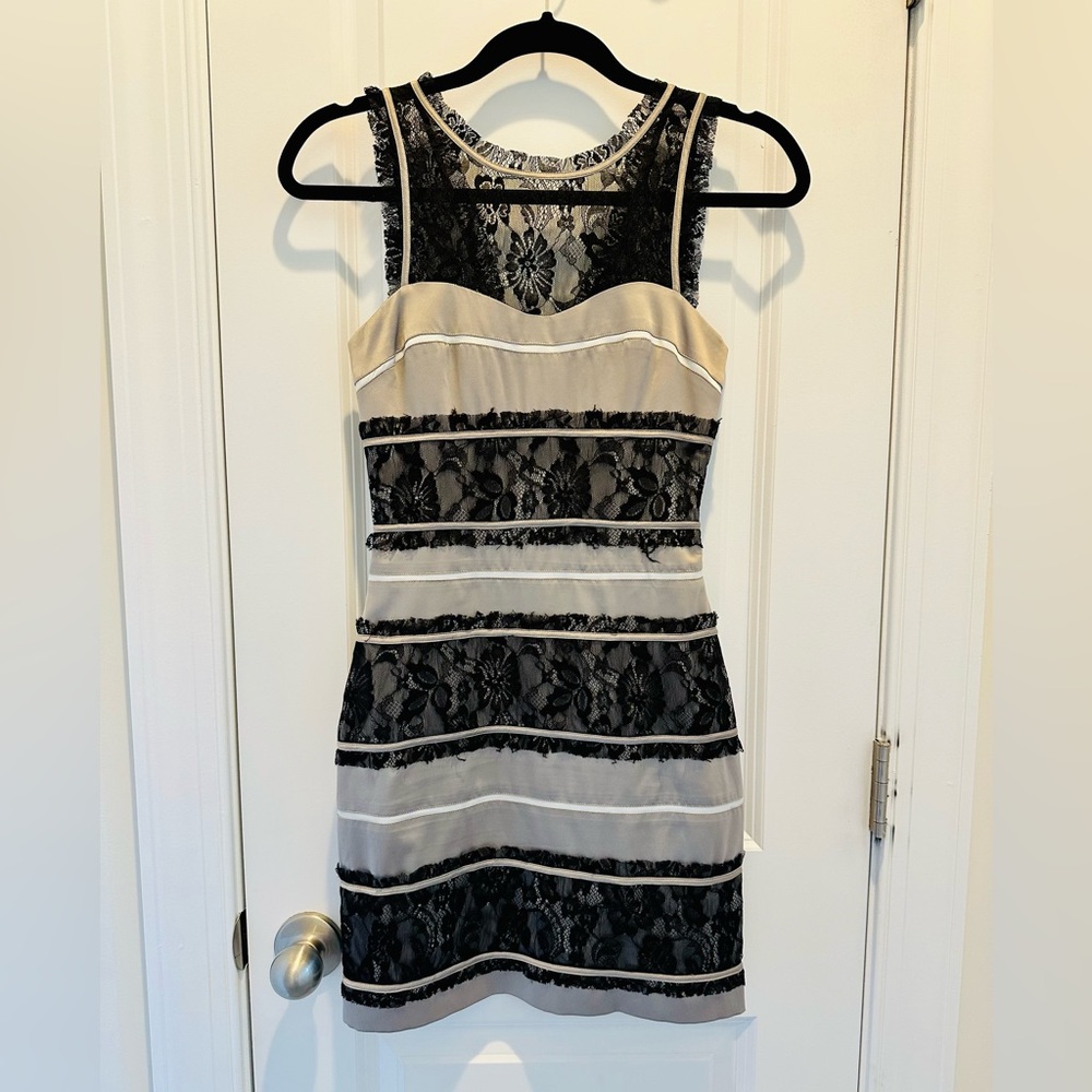 Elegant Black and Gray Lace Dress